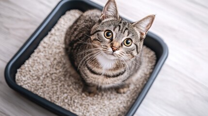 Clumping cat litter in a litter box for efficient cleaning and odor control