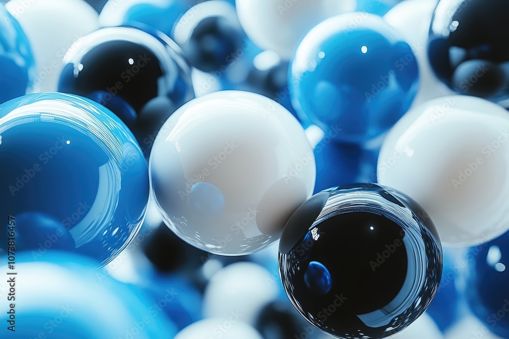 Aufkleber Abstract background with floating glossy spheres forming molecular structure