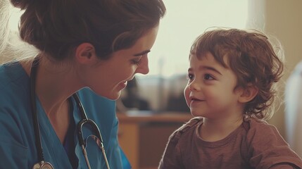 medical professional helping children with gentle care and emotional support for a healthy, nurturing environment.