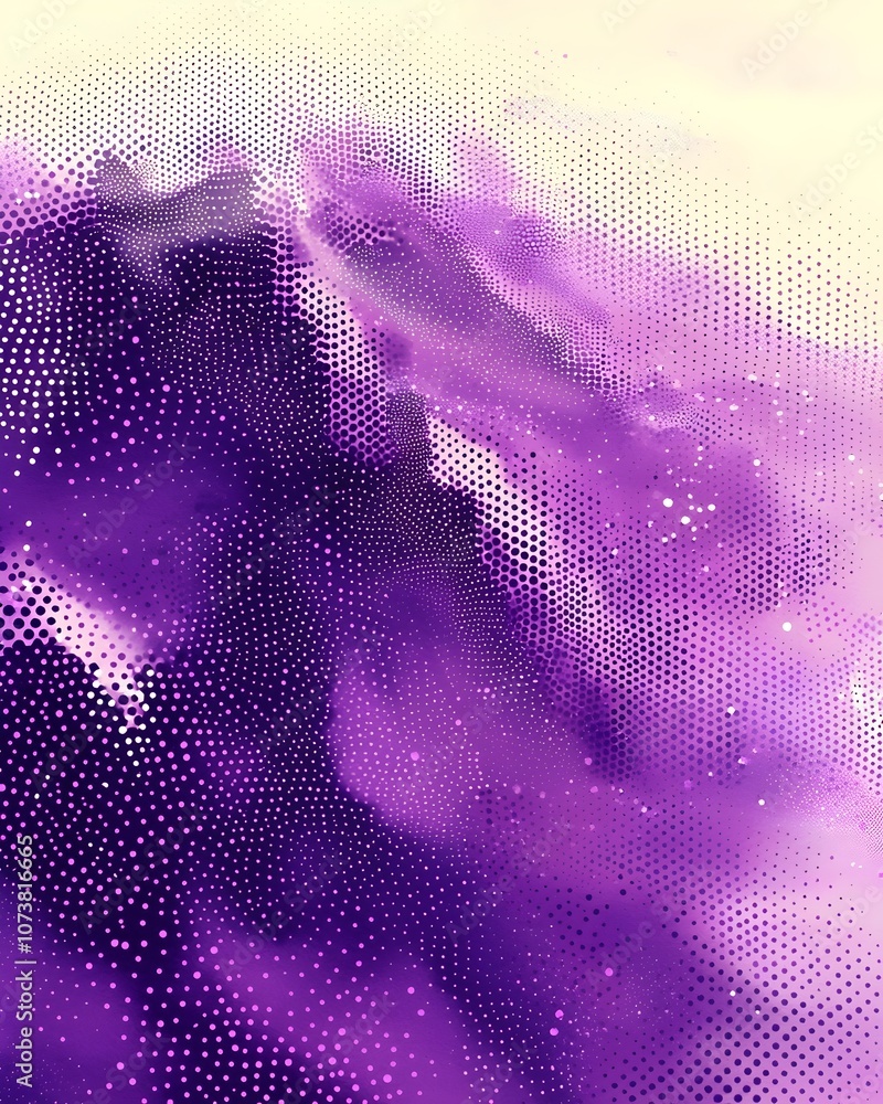 Poster a vibrant abstract design featuring shades of purple and lavender, with a soft gradient and dotted p
