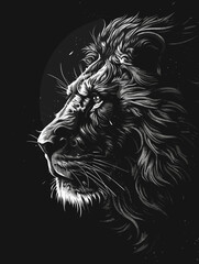 Lion head vector illustration for t-shirt design or tattoo.