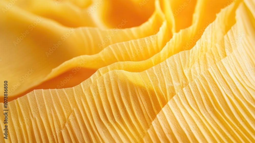 Poster close up of textured yellow crepe corrugated blotting paper suitable for diy projects soft focus and
