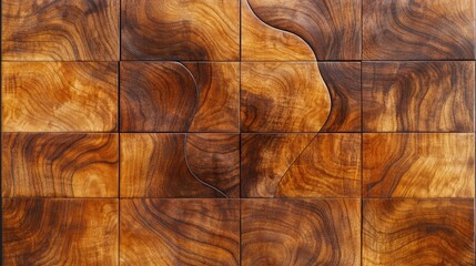 Detailed walnut grain pattern highlighting veins for furniture arranged in a tiled layout with a continuous motif