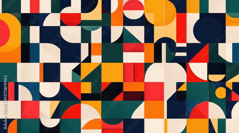 Poster geometric mosaic pattern in a flat design style