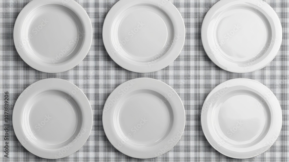 Poster collection of white plates isolated on transparent background 3d rendering