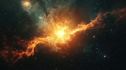 2D illustration set against a deep space stellar background with a black universe and a cold nebula featuring a 3D cartoon rendering