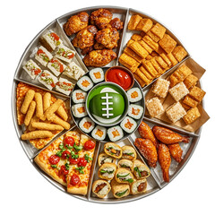 Super bowl party platter and buffet on transparent background