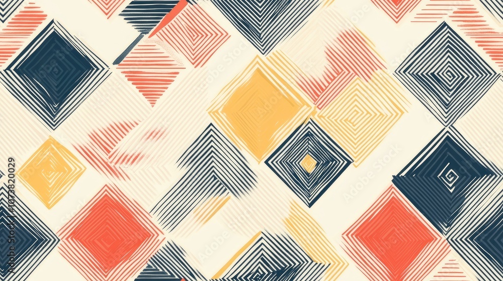 Poster abstract geometric pattern featuring seamless lines and rhombuses in a repeating design