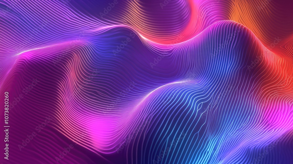 Poster 3d rendering of an abstract psychedelic background featuring glowing lines neon lights and vibrant u