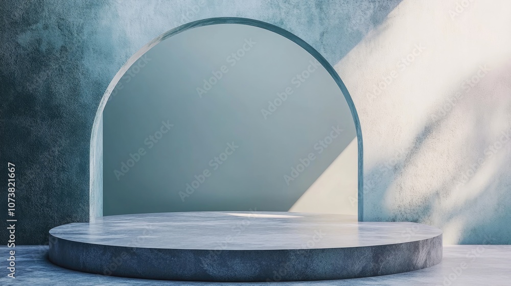 Poster 3d rendering of a minimalistic pedestal podium featuring an abstract display area geometric podium d