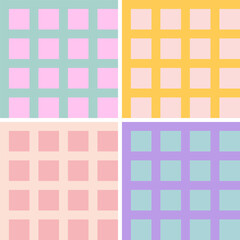 Vector retro preppy gingham seamless pattern. Trendy preppy plaid patterns. Vector set preppy patterns.