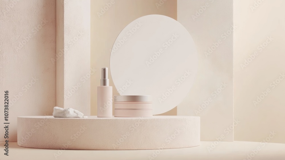 Poster 3d rendering of a blank background showcase mockup for displaying cosmetics and creams