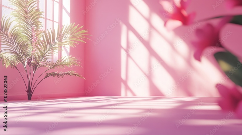 Poster 3d rendering of an abstract pink color gradient studio background for product presentation featuring