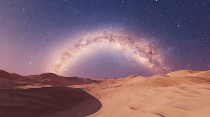 Obraz premium Reverse Arch Milky Way over sand dunes in a 3D cartoon rendering