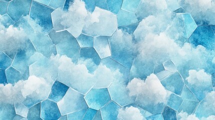 Obraz premium Seamless illustration of irregular polygonal patches with a cloudy texture