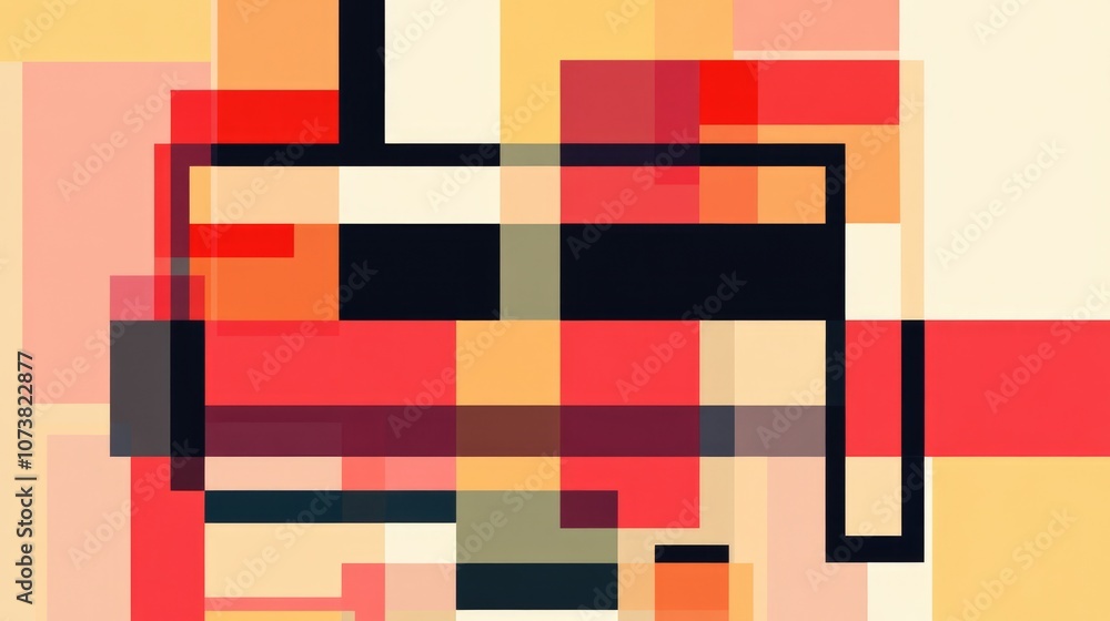 Poster an abstract geometric illustration featuring a pattern of squares the equal sides and corners of the