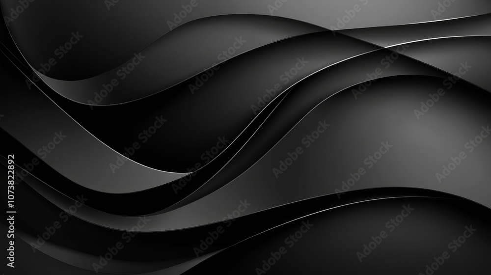 Aufkleber abstract black gradient background with smooth curved lines contemporary graphic design element