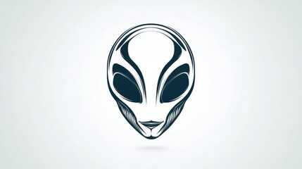 Alien face outline icon on a white background UFO figure Humanoid head symbol representing cosmic extraterrestrial life