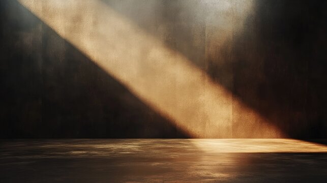 Empty room background featuring a golden brown gradient and spotlight creating an abstract studio backdrop ideal for product display or showcase