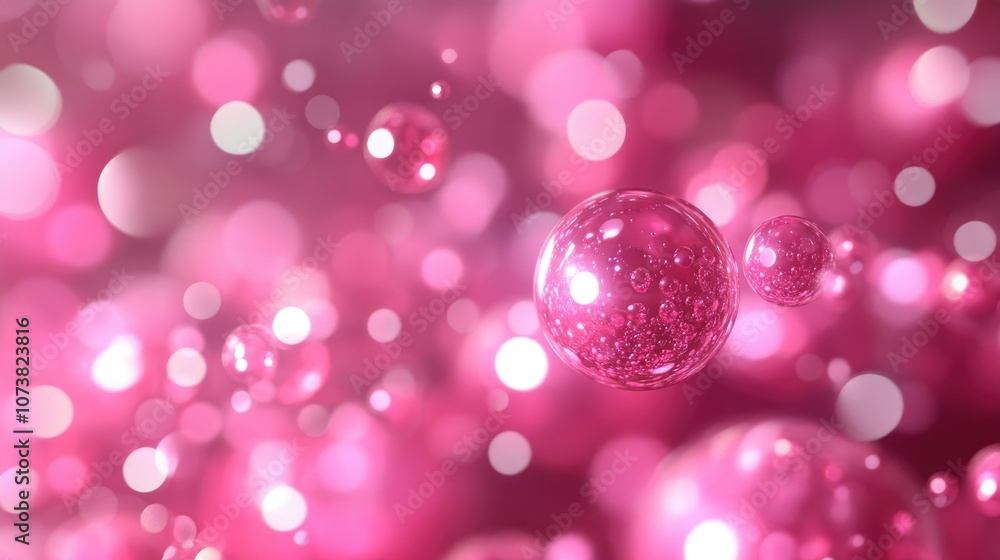 Poster shiny pink abstract background featuring spheres perfect for design and networking applications