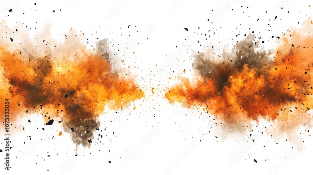 Poster abstract explosion banner featuring burst particles on a white background leaving empty space for te