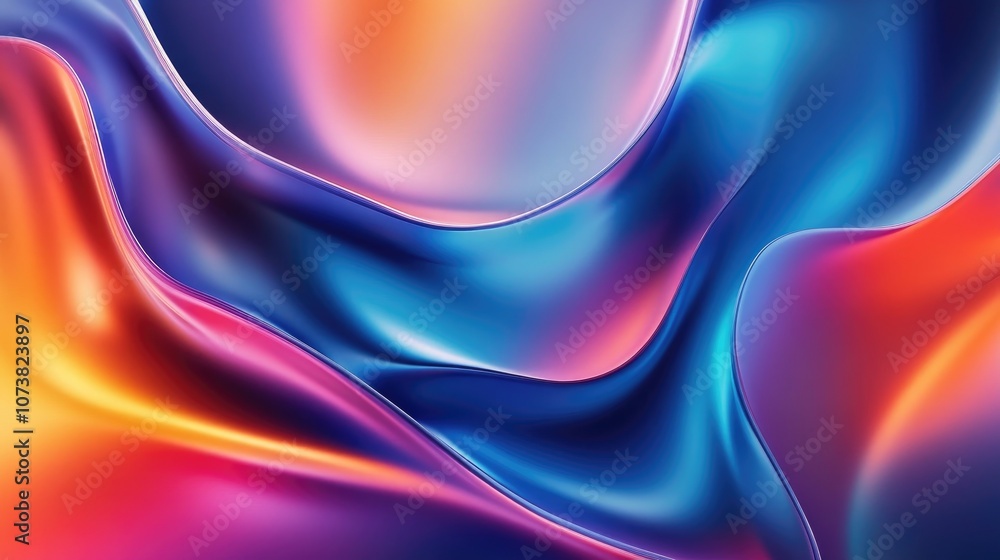 Poster abstract 3d image featuring fluid gradients with vibrant colors and contemporary design elements