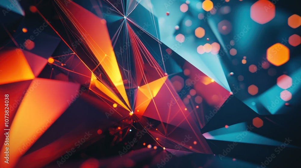 Poster abstract background featuring geometric surfaces lines and points