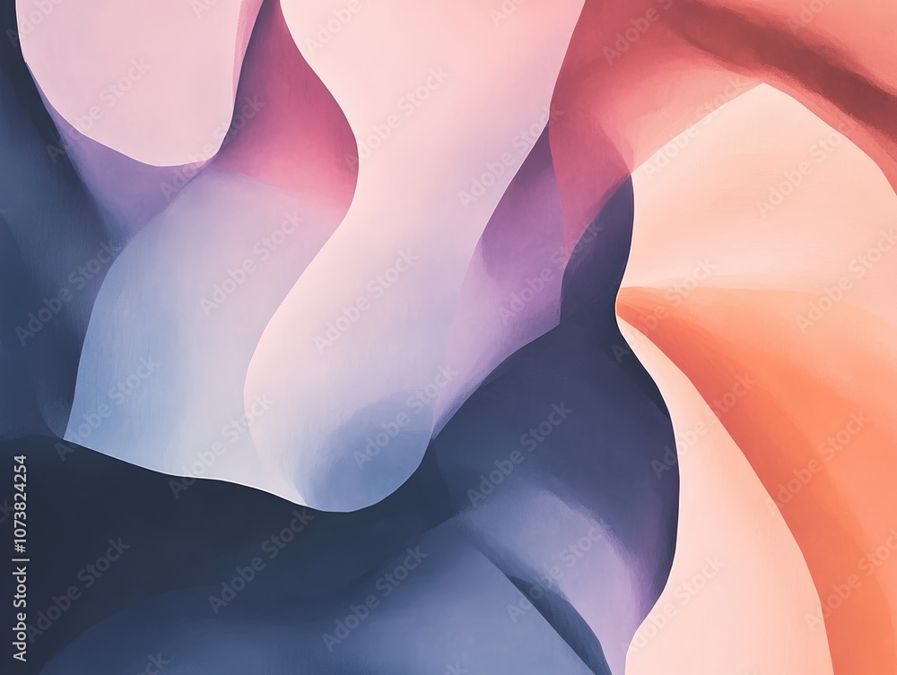 Poster abstract image featuring a gradient of colors showcasing a blend of light and dark pastel shapes and