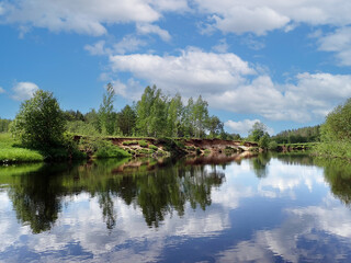 Fototapeta premium Exploring the Remote Beauty of the Upper Volga River in Russia