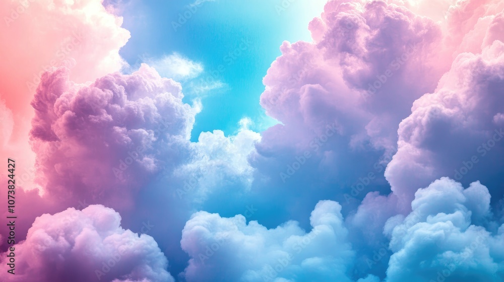 Canvas Prints soft abstract clouds in shades of blue pink and purple creating a pastel gradient background