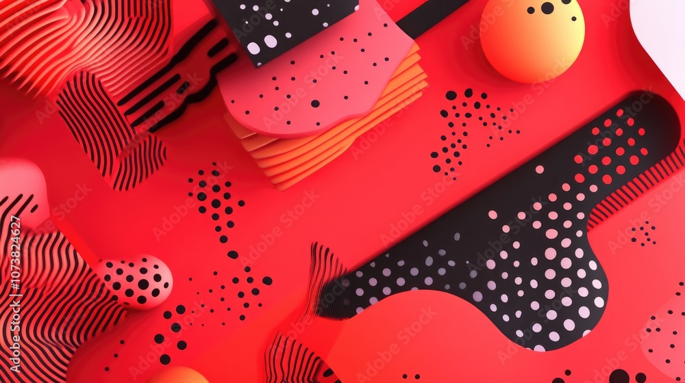 Poster unique red backdrop featuring unconventional header web design pattern
