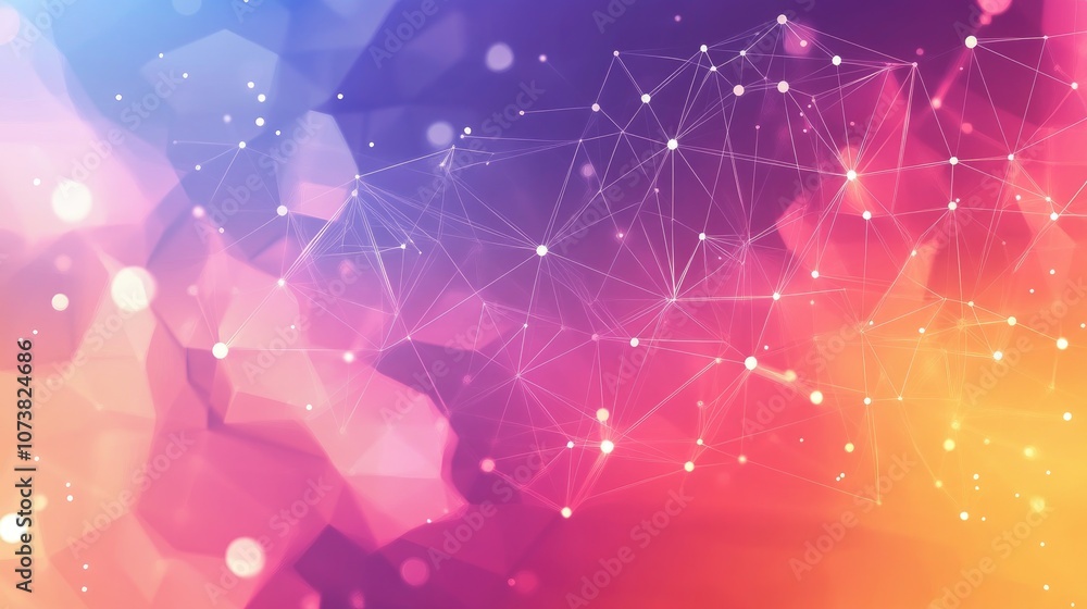 Poster abstract geometric background featuring interconnected lines and dots minimalist polygonal design