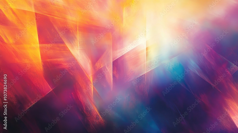 Poster abstract background featuring a pattern of geometric shapes and a flowing spectrum effect
