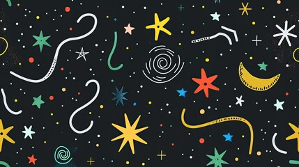 snowflakes and stars on a dark background