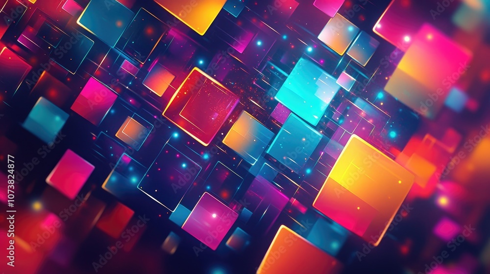 Poster Vibrant abstract square bokeh design ideal for artistic projects business presentations templates and banners