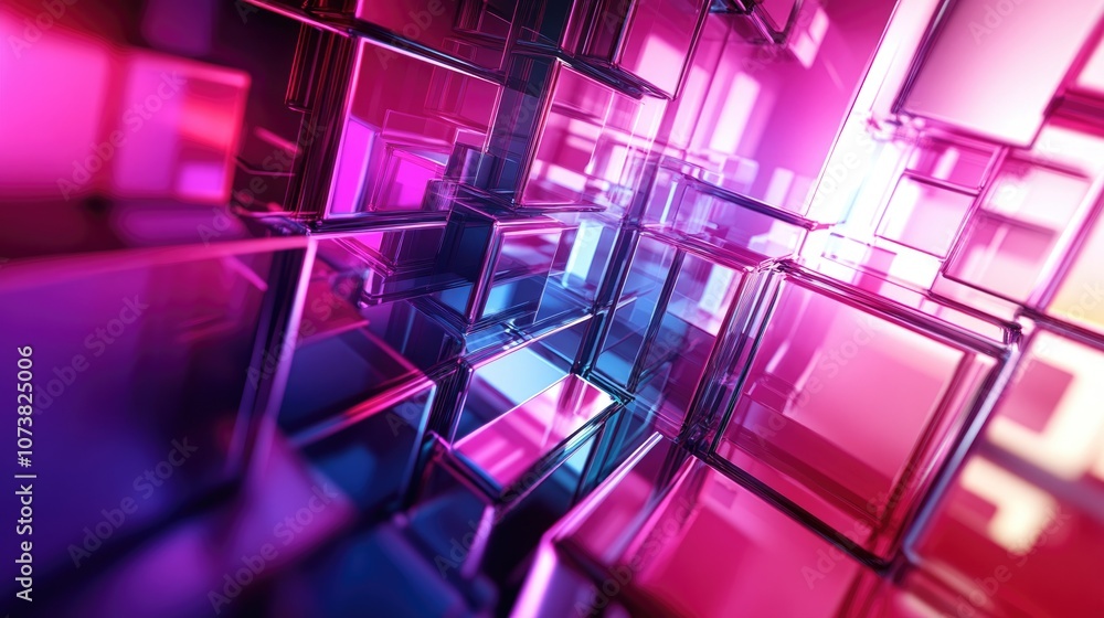 Poster vibrant abstract background featuring 3d extruded squares and cubes showcasing geometric art and a f