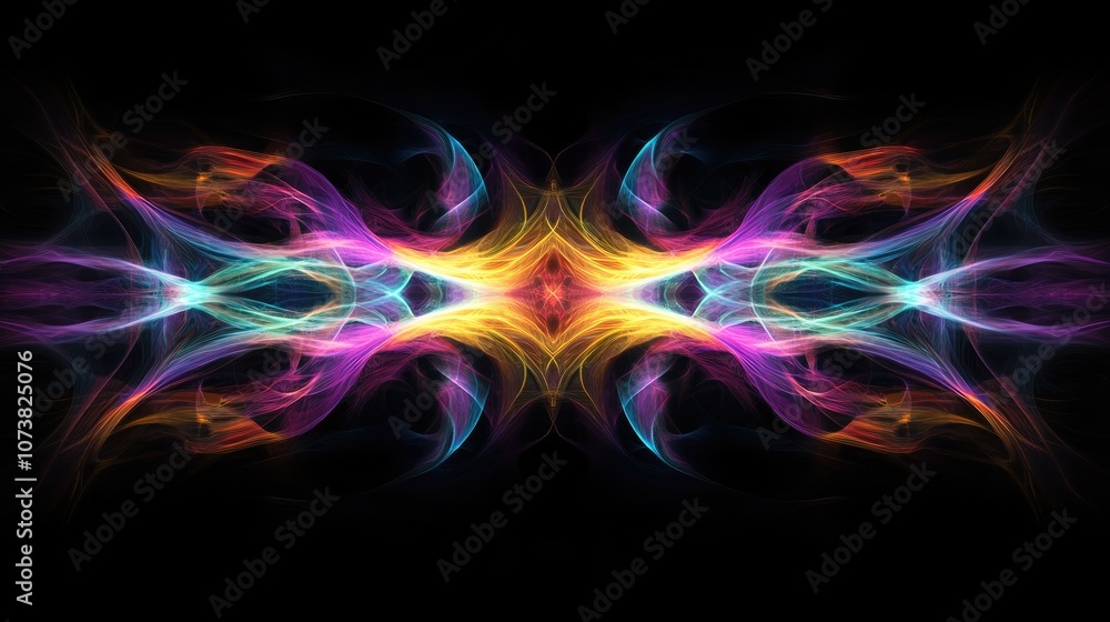 Poster vibrant abstract fractal design featuring a colorful pattern set against a dark backdrop