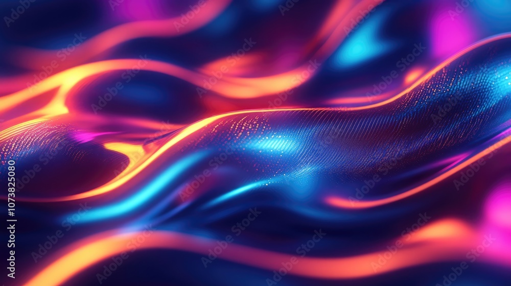 Poster neon kaleidoscope abstract background in 3d rendering