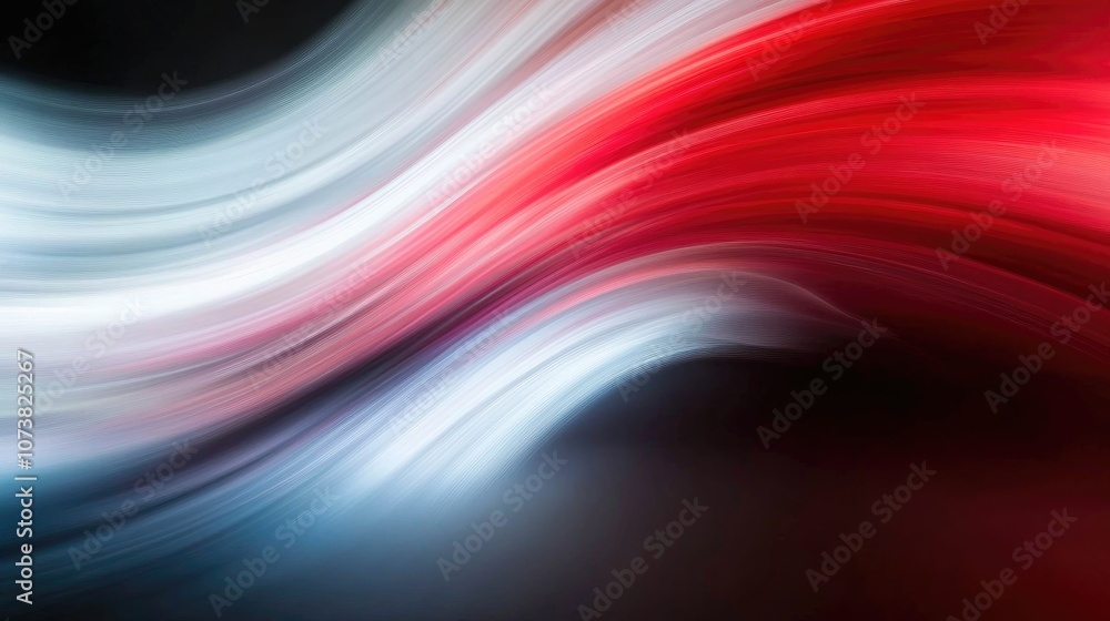 Poster abstract radial blur in red and white hues against a black backdrop featuring dynamic lines that div