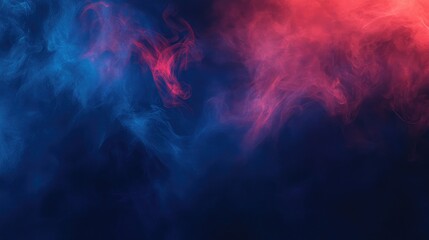 Fototapeta premium Abstract illustration of vibrant smoke or fog in red and blue hues against a dark background