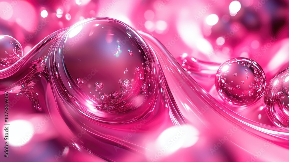 Poster shiny pink abstract background featuring spheres perfect for design and networking applications