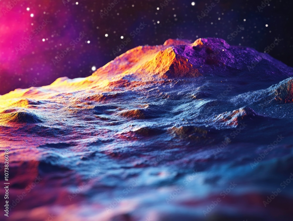 Aufkleber abstract exploration of a planetary surface in outer space concept of space travel and the universe 