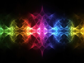 Abstract rainbow background featuring a fractal neon design