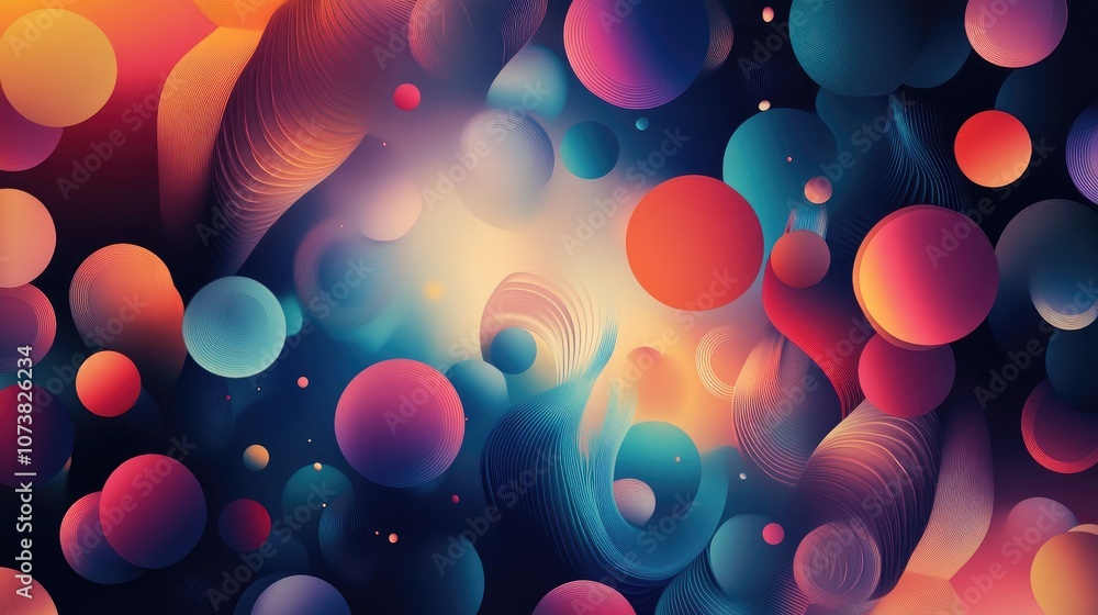 Poster fantasy abstract geometric texture featuring a colorful blurred background gradient effects wave ill