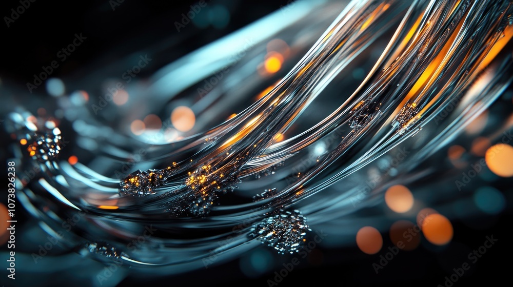 Poster vibrant abstract wires on a dark background optical cables create a modern tech atmosphere embodying
