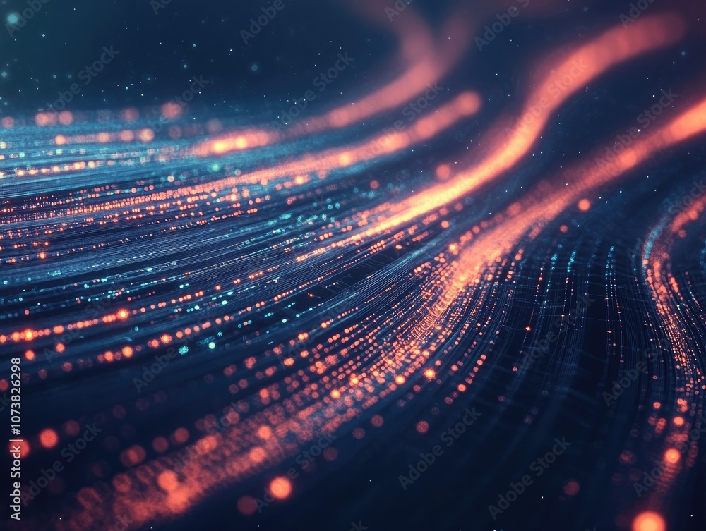 Poster abstract digital background featuring optical fibers representing digital communication 2d cartoon i