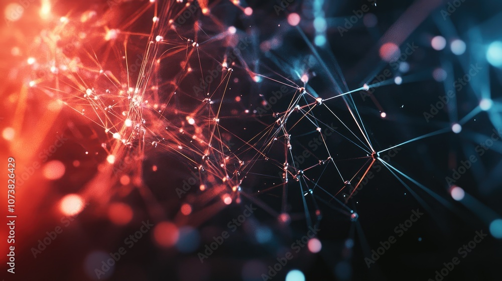 Poster an abstract background featuring a network of interconnected nodes
