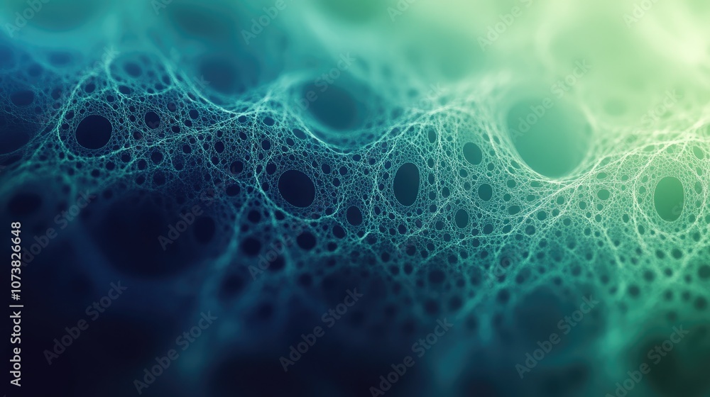 Poster abstract background featuring a blue and green color palette with intricate raster fractal designs