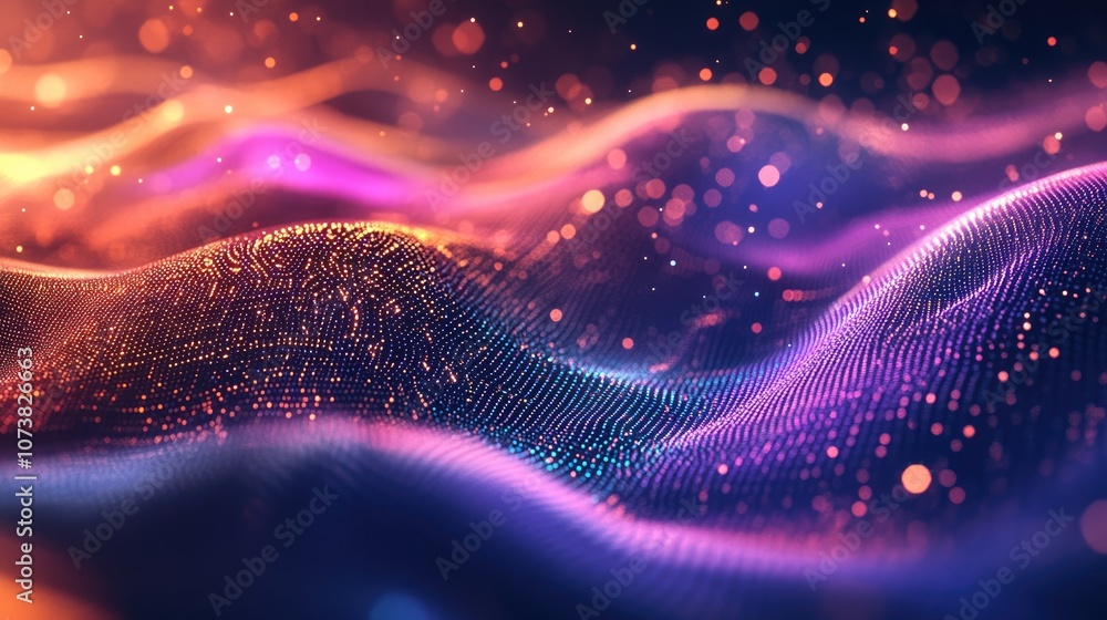 Poster stunning abstract artwork featuring a computer generated pattern of curves and particles a vibrant v