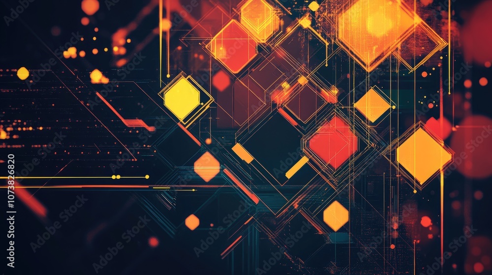 Poster geometric background featuring abstract shapes including hexagons and triangles